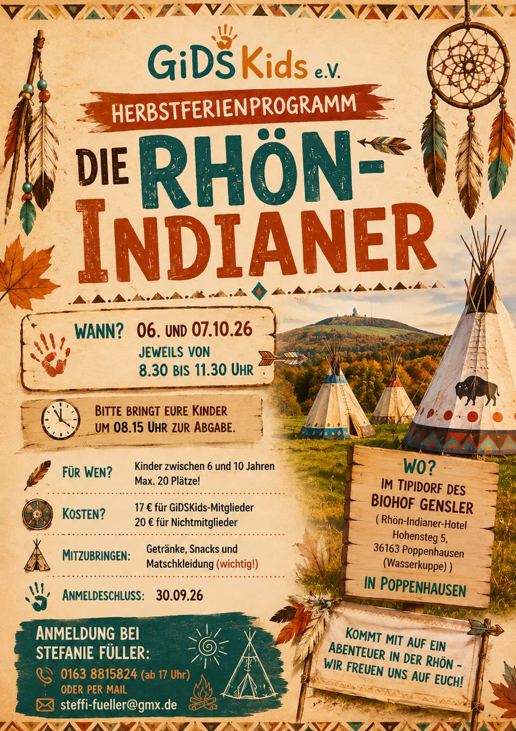 Flyer zu Herbstferienprogramm - Die Rhön-Indianer 06.+ 07.10.2026